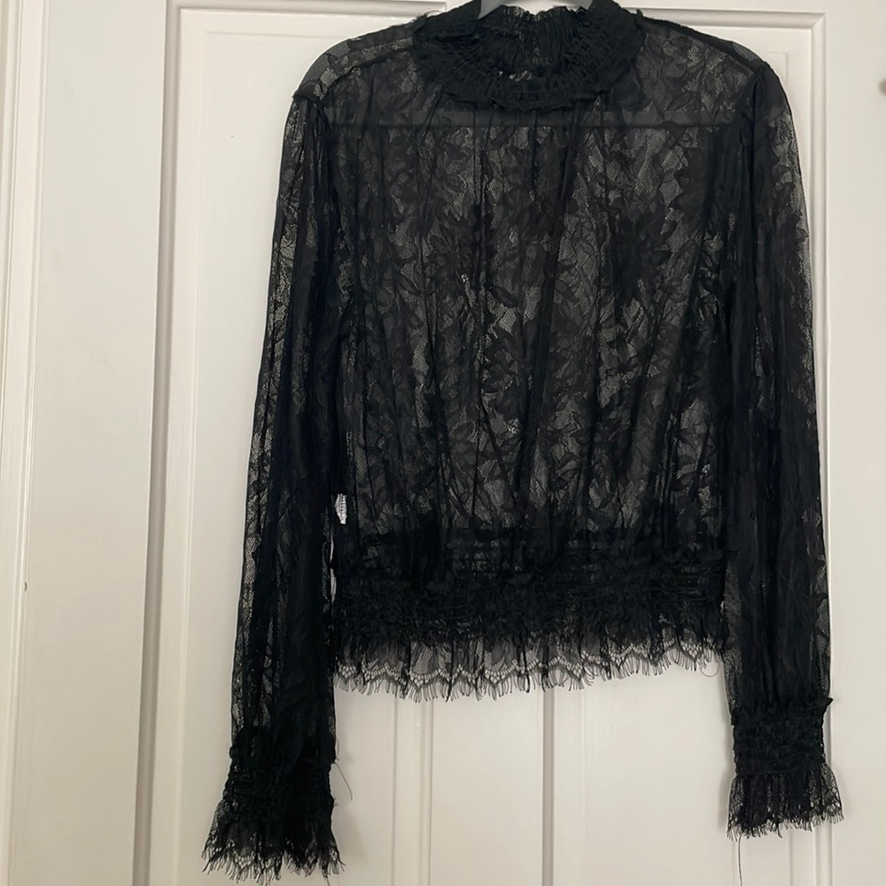 FashionNova Lace Mock Neck Blouse